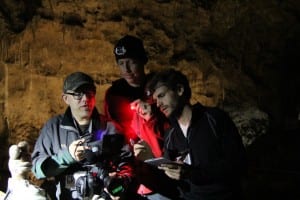 Left to right: Chris Blum (Producer), Kris Charas (1st Assistant Director) and Max Well (Camera Operator)